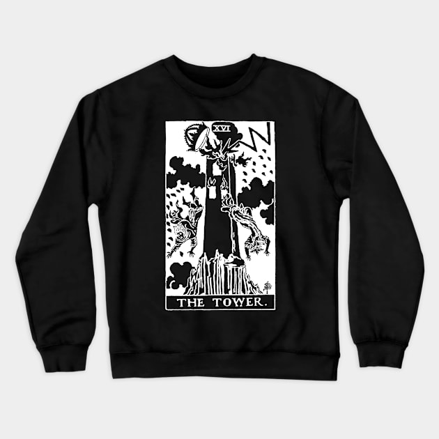 The Tower Tarot in white Crewneck Sweatshirt by winterwinter